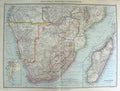 Original Old Antique Print Harmsworth Map 1906 South Africa Industry Madagascar