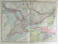 Original Old Antique Print Harmsworth Map 1906 Canada Lawrence Montreal Lakes