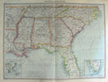 Original Old Antique Print Map 1906 America Florida Mississippi Mexico 20th