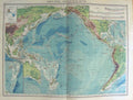 Original Old Antique Print Harmsworth Map 1906 Pacific Ocean Depths Australia