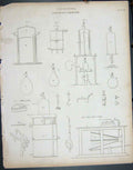 Original Old Antique Print C1790-C1900 Chemistry Gazometer Blowpipe 18th