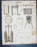 Original Old Antique Print C1790-C1900 Chemistry Instruments Kneass 18th