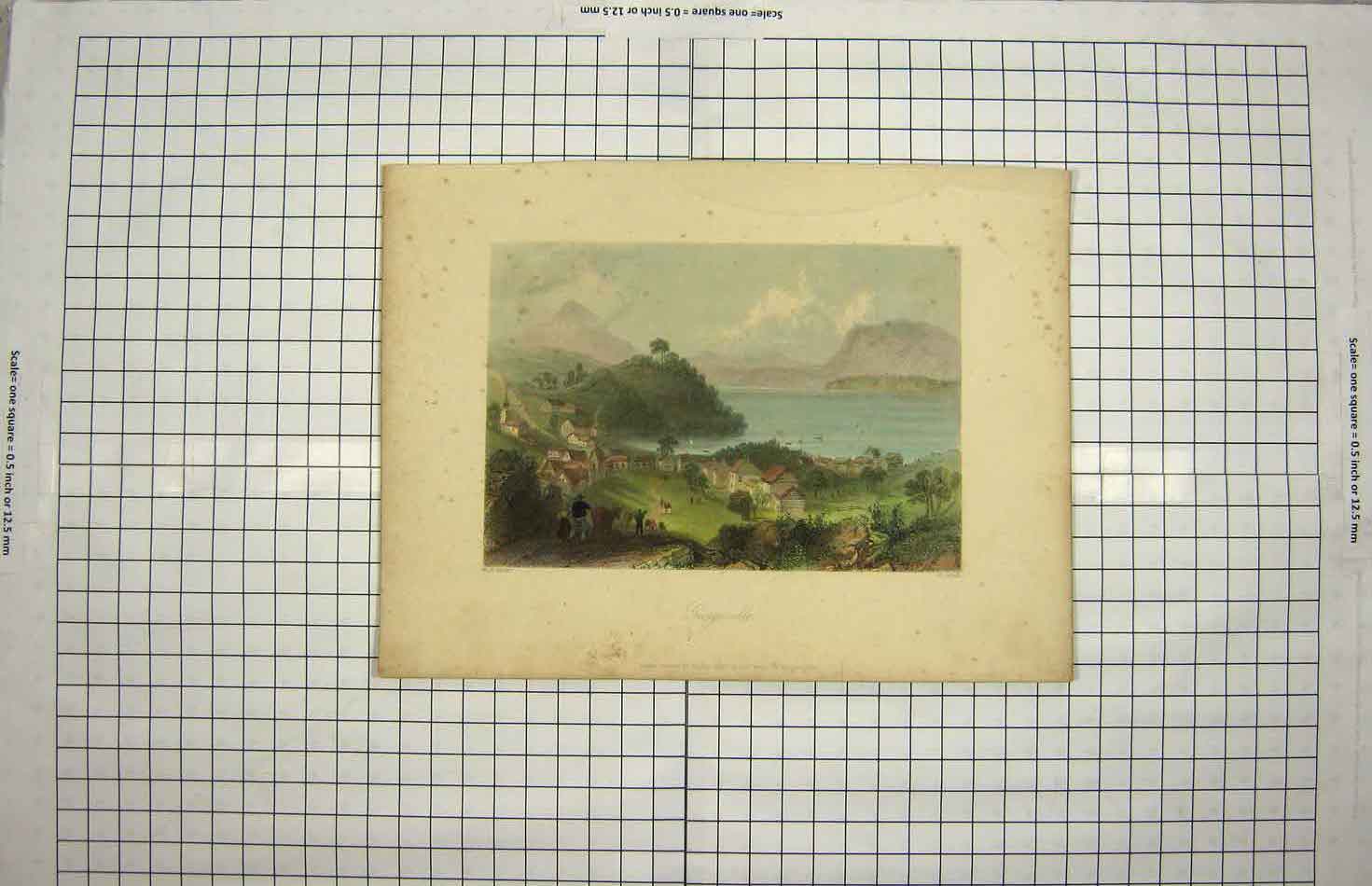 Original Old Antique Print Colour C1790-C1900 View Georgeville Hills Adlard