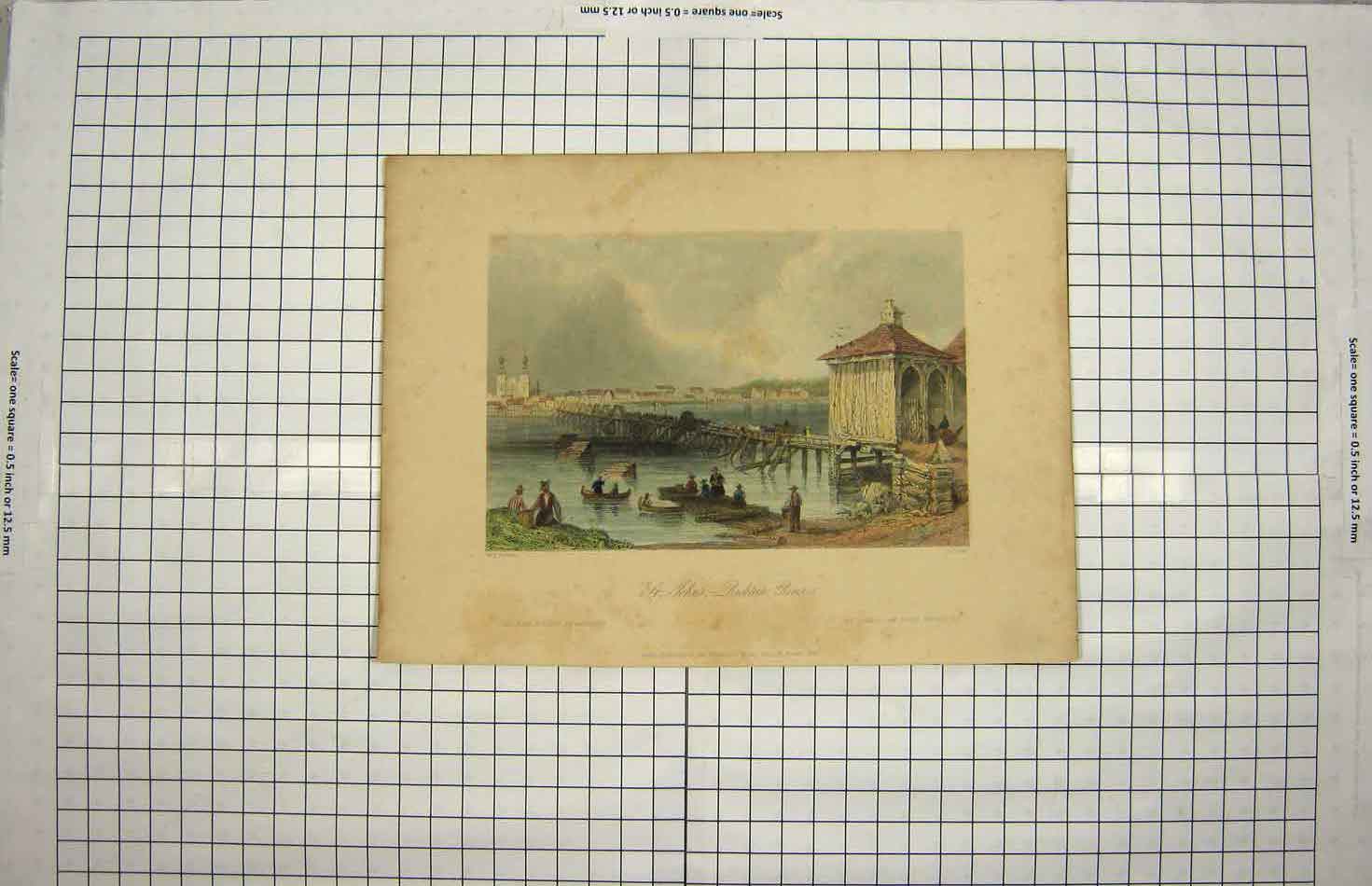 Original Old Antique Print Colour 1840 St. John'S Richlieu River Carter 19th