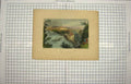 Original Old Antique Print 1840 Village Lorette Quebec Canada Mossmam Victorian