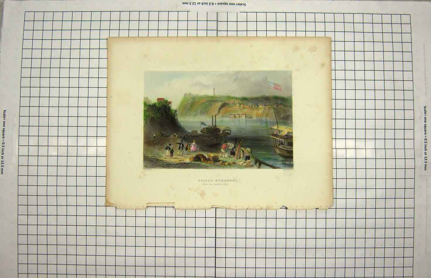 Original Old Antique Print C1790-C1900 Brock'S Monument Richardson 18th Century