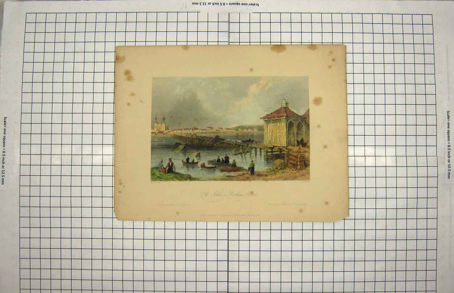Original Old Antique Print 1840 St. John'S Richlieu River Carter 19th
