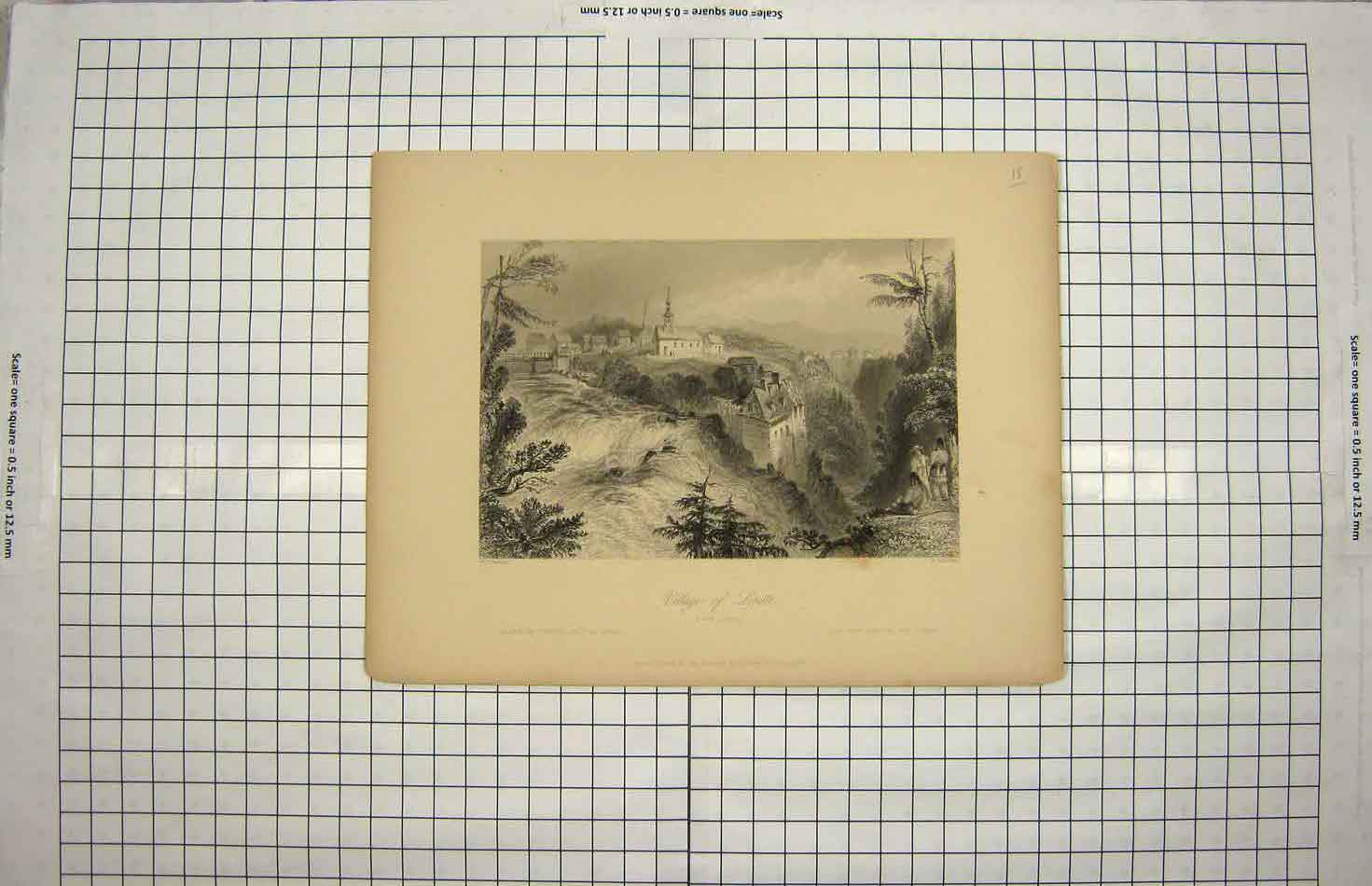 Original Old Antique Print 1840 View Willage Lorette Quebec Canada Victorian