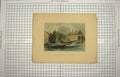 Original Old Antique Print Colour 1840 Mills Sherbrooke River Magog Victorian