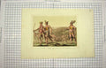 Original Old Antique Print Colour C1790-C1900 Indian Chiefs Battle 18th Century