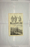 Original Old Antique Print C1790-C1900 North America Eskimoes Native 18th