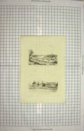 Original Old Antique Print C1790-C1900 Canada Frederick-Town River 18th Century