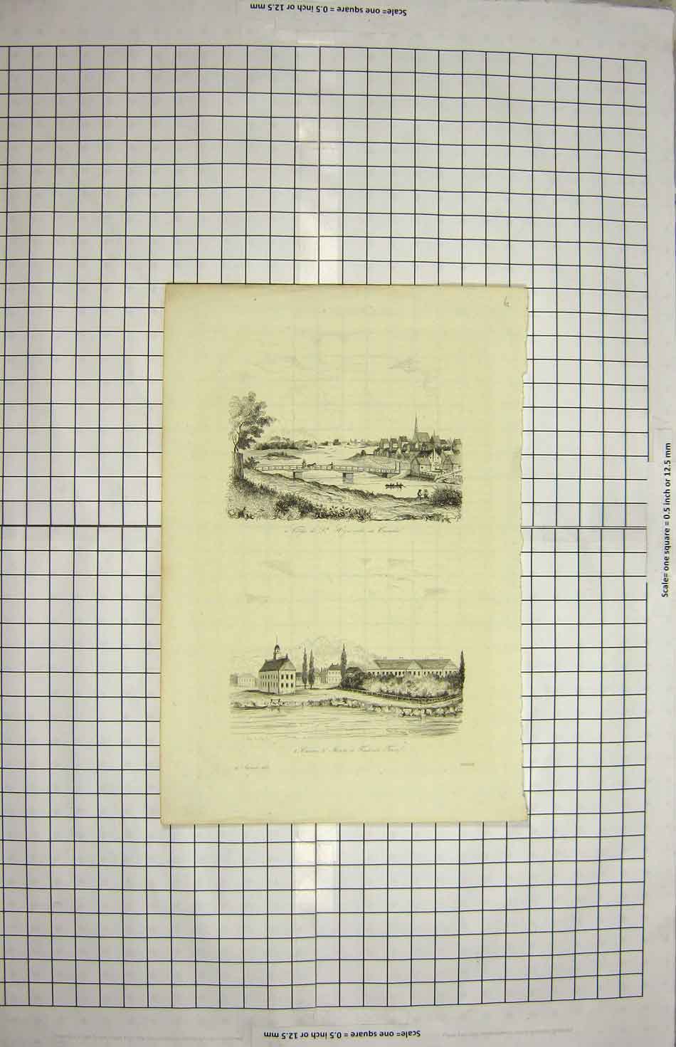 Original Old Antique Print C1790-C1900 Canada Frederick-Town River 18th Century