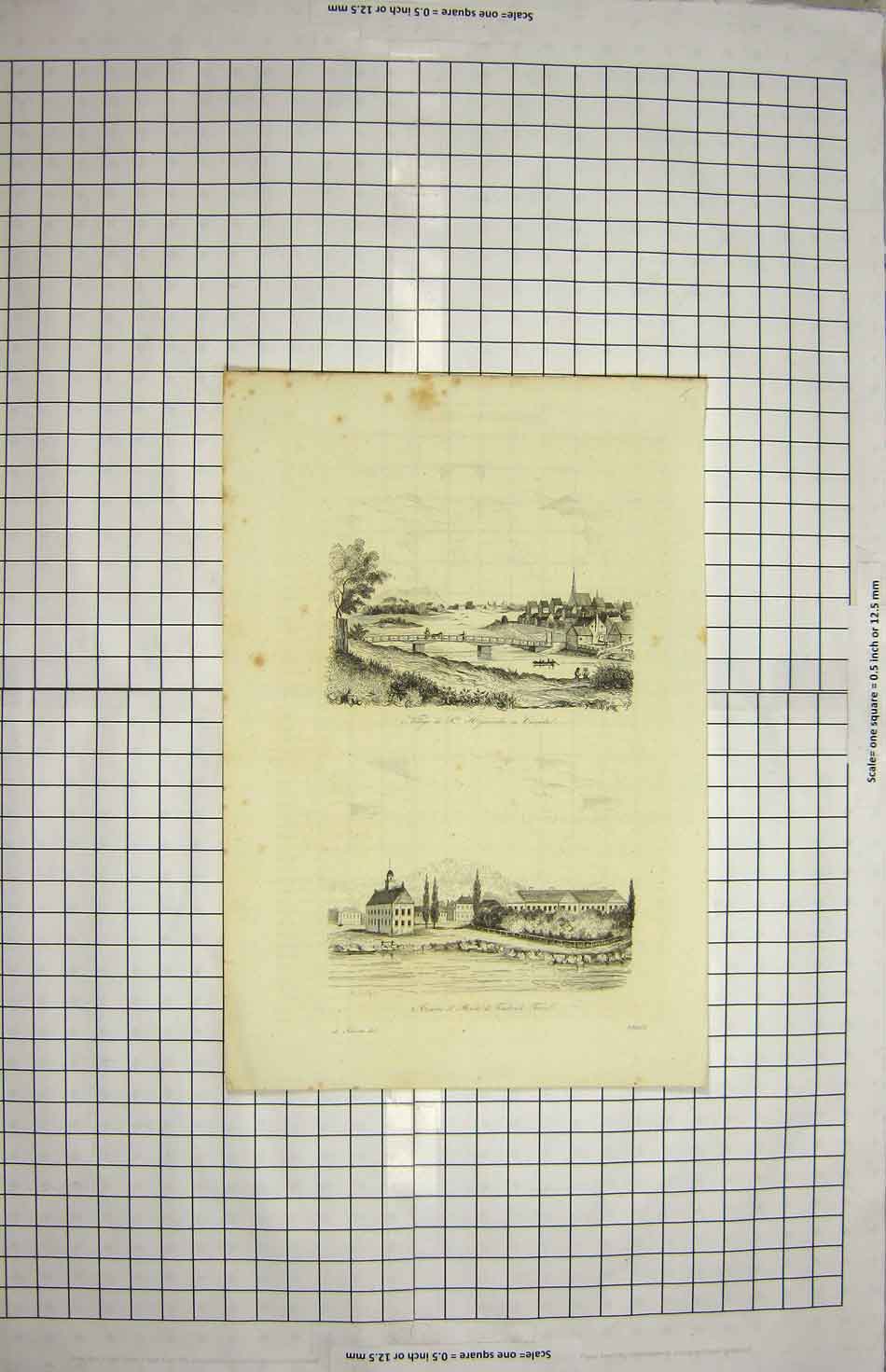 Original Old Antique Print Ref.816 C1790-C1900 Canada Frederick-Town River
