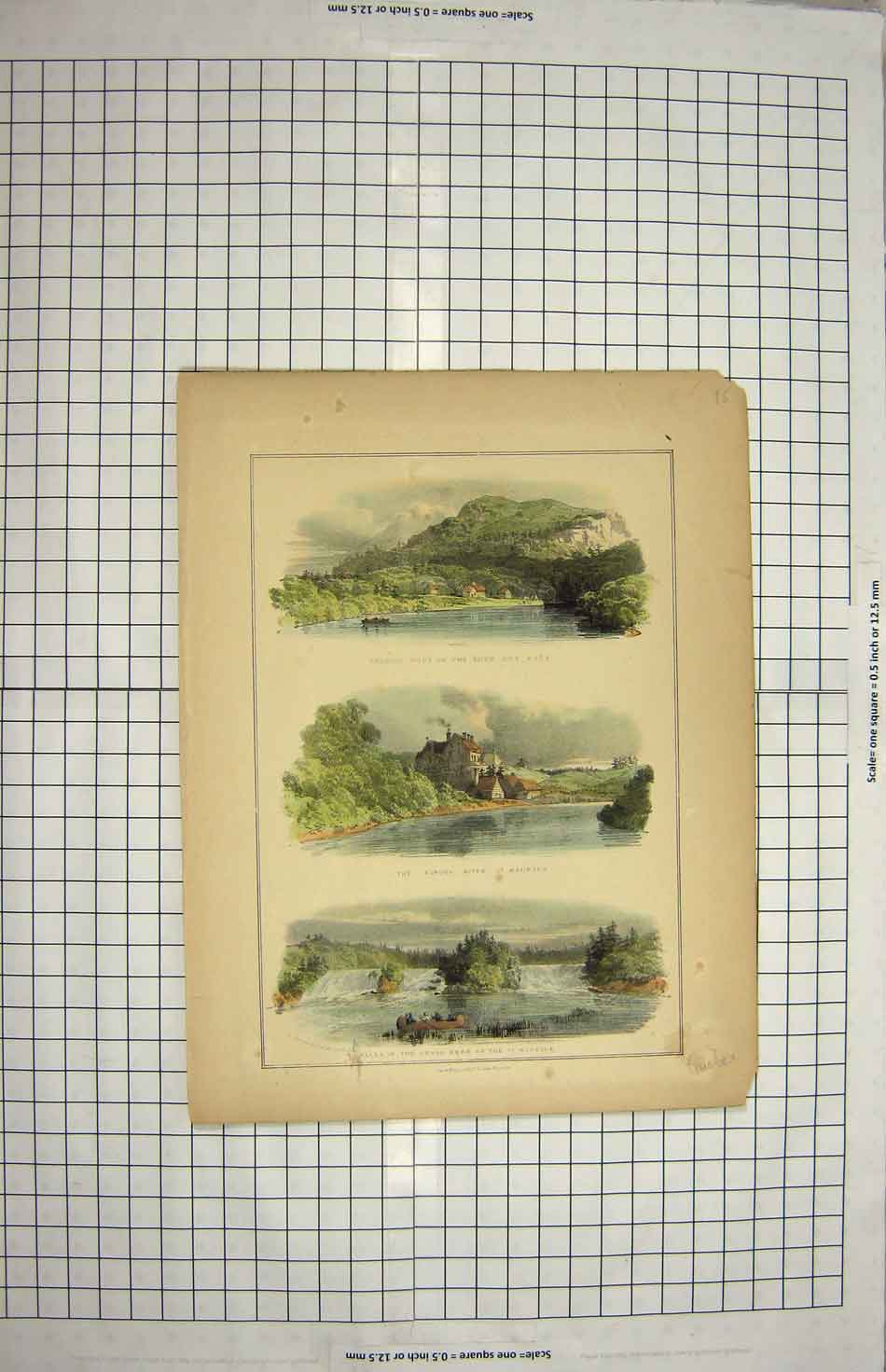 Original Old Antique Print Trading Post River Aux Rats Maurice Grand Mere Boats