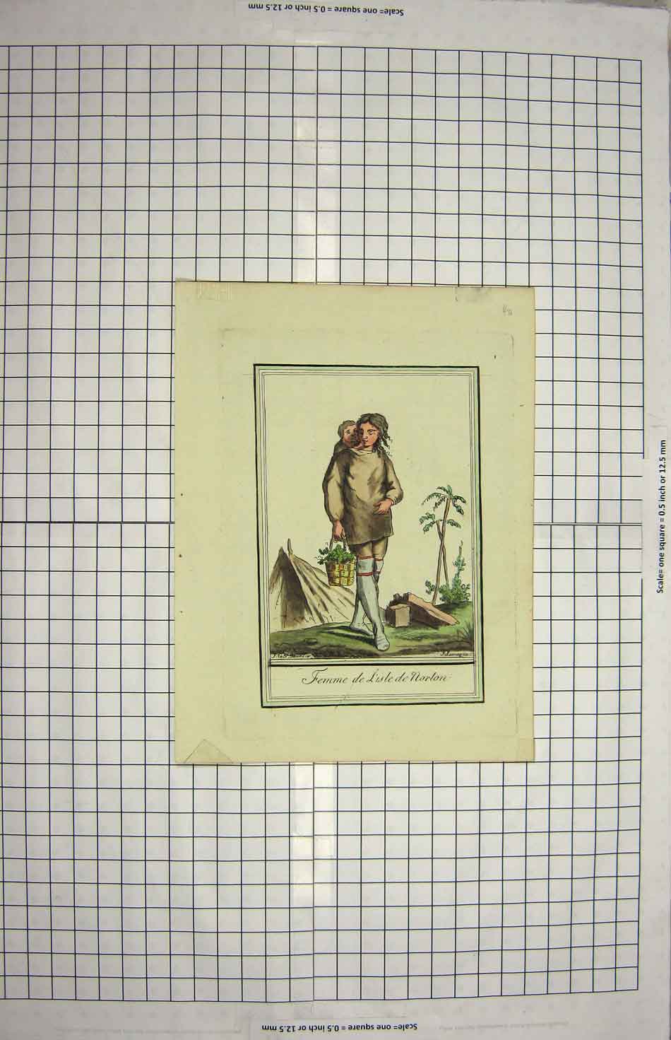 Original Old Antique Print C1790-C1900 L'Isle Norton Native Woman 18th Century