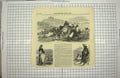 Original Old Antique Print 1849 Hungary Presburg Shepherds Water-Carrier 19th