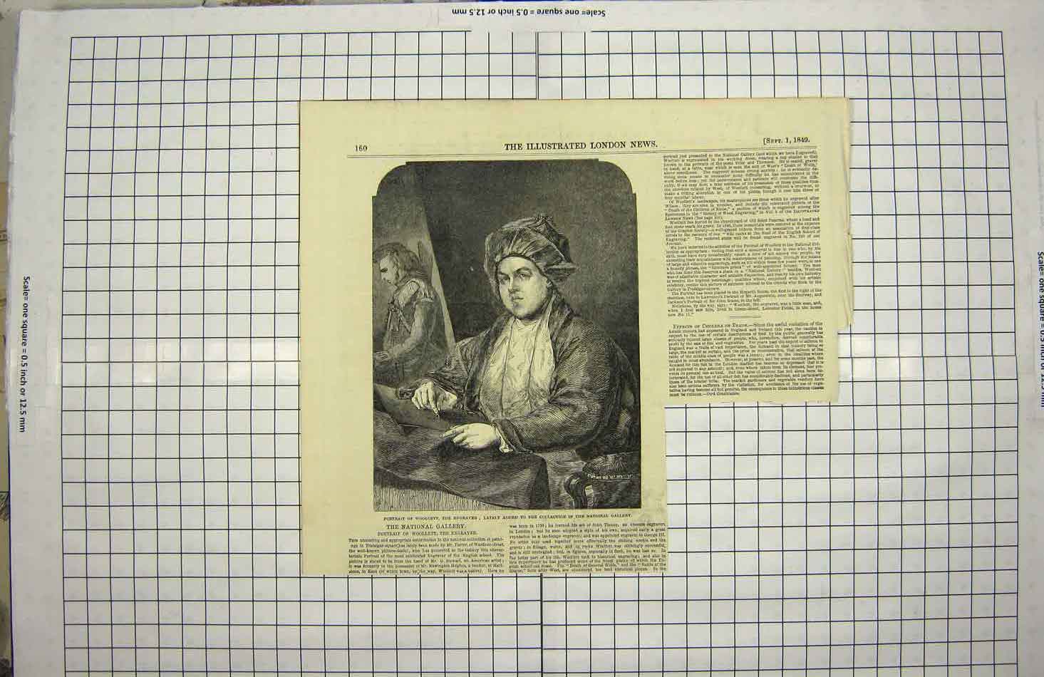 Original Old Antique Print 1849 Portrait Woollett Engraver National Gallery