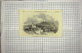 Original Old Antique Print 1849 View Scarborough Pier Head England Lighthouse