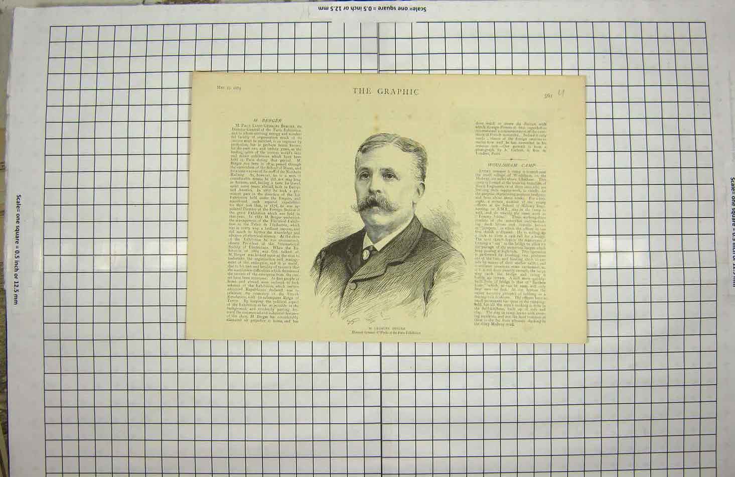 Old Antique Print 1889 Georges Berger Director-General Paris Exhibition 19th