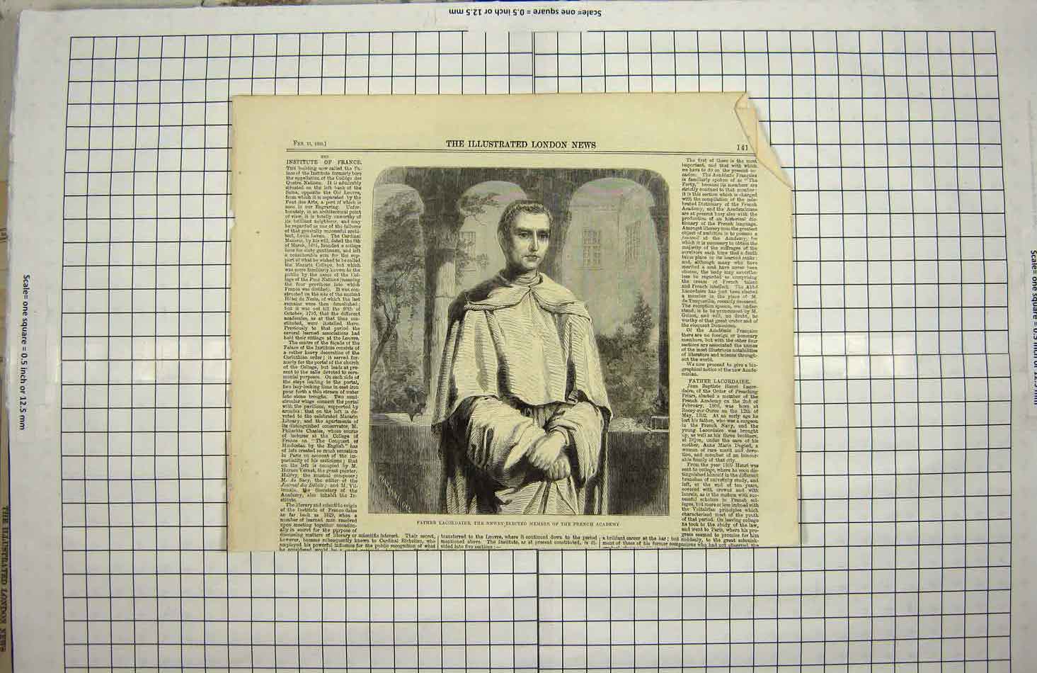 Original Old Antique Print 1860 Father Lacordaire Member French Academy 19th