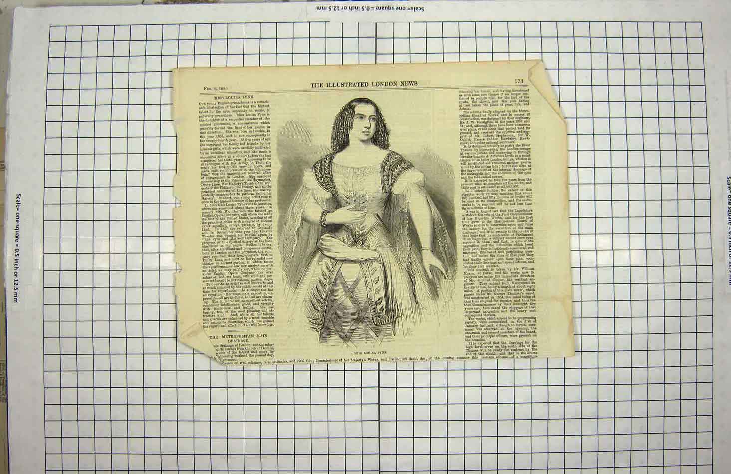 Original Old Antique Print 1859 Portrait Miss Louisa Pyne Prima Donna Victorian