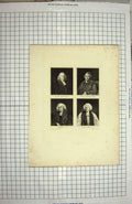 Original Old Antique Print John Bedford Thomas Warton Joseph Warton Shipley