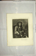 Original Old Antique Print Portrait Tregonwell Frampton British Museum 20th