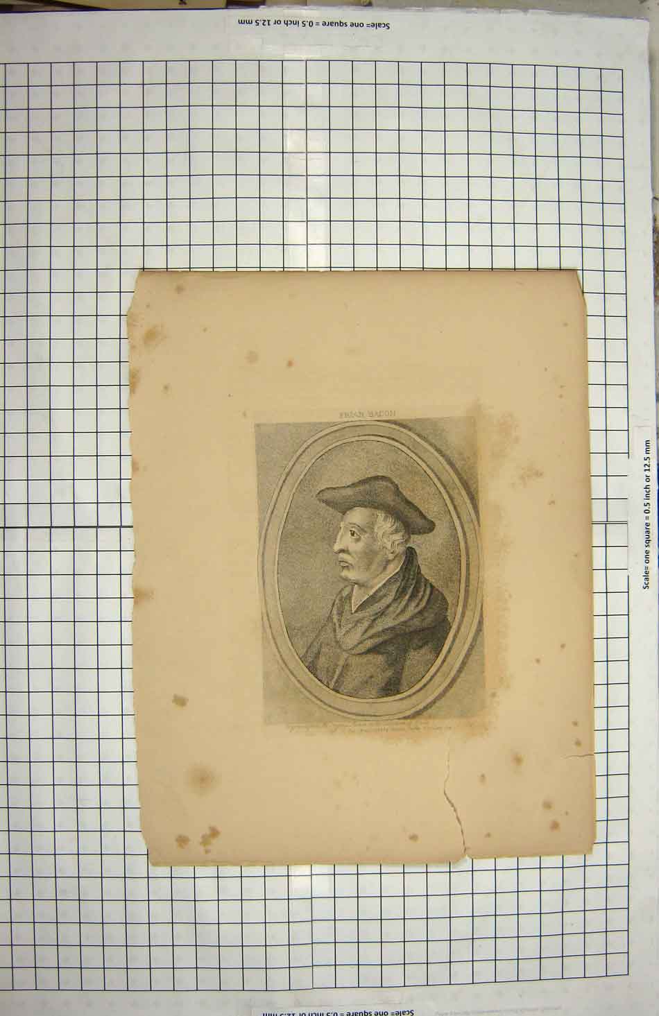 Original Old Antique Print 1786 Portrait Friar Bacon Knole 18th Century