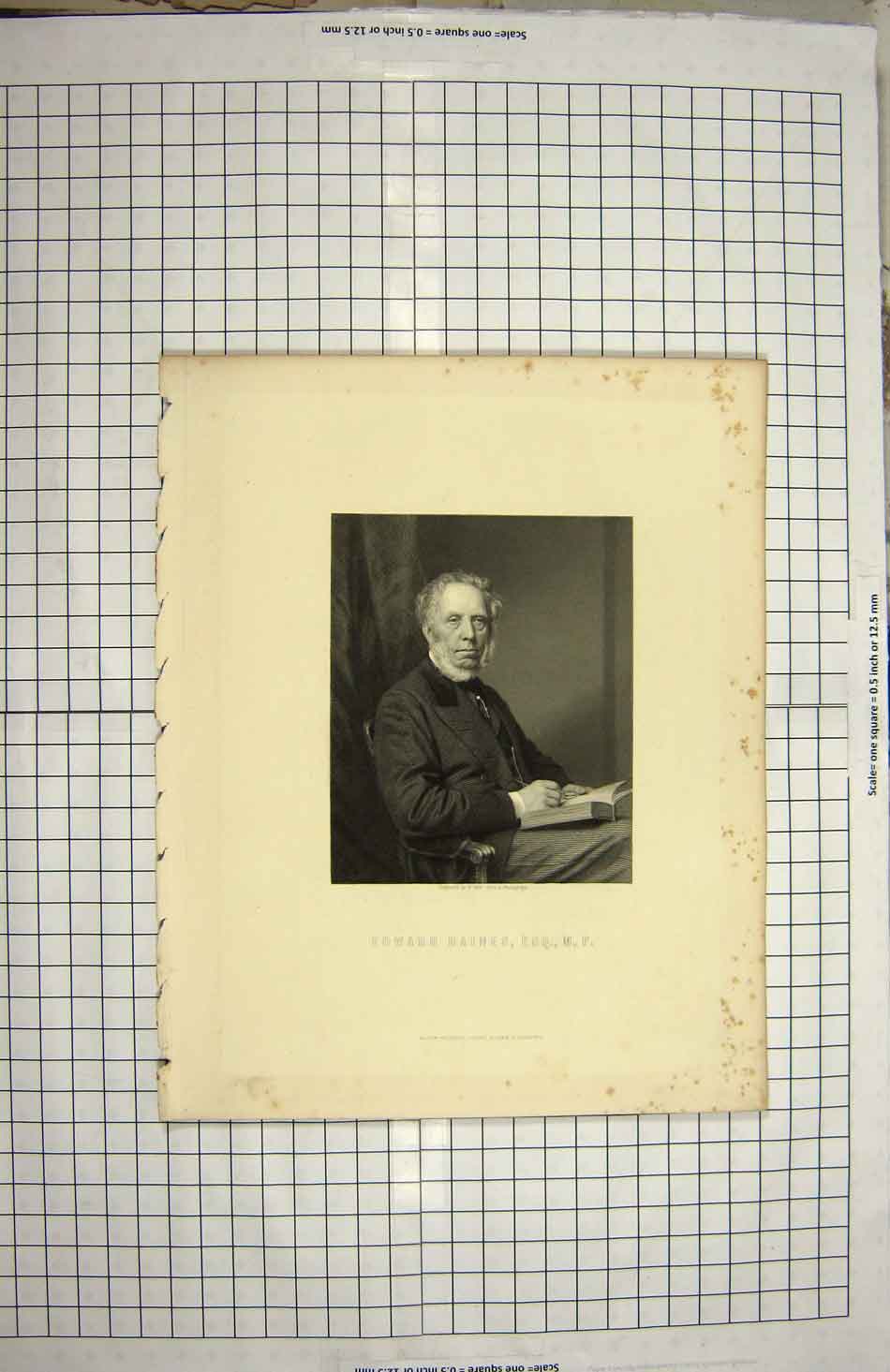 Original Old Antique Print Ref.817 Holl Portrait Edward Baines Esq M.P.