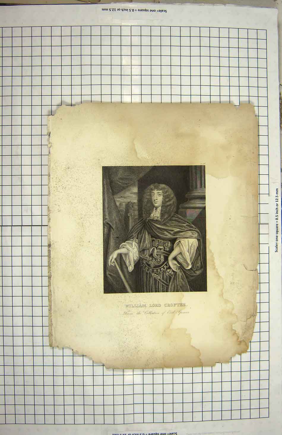 Original Old Antique Print Portrait William Lord Croftes Earl Spencer