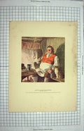 Original Old Antique Print Colour Portrait John Willet Maypole Barnaby Rudge