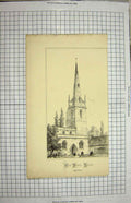 Original Old Antique Print Architecture Saint Peters Church Bedfordshire