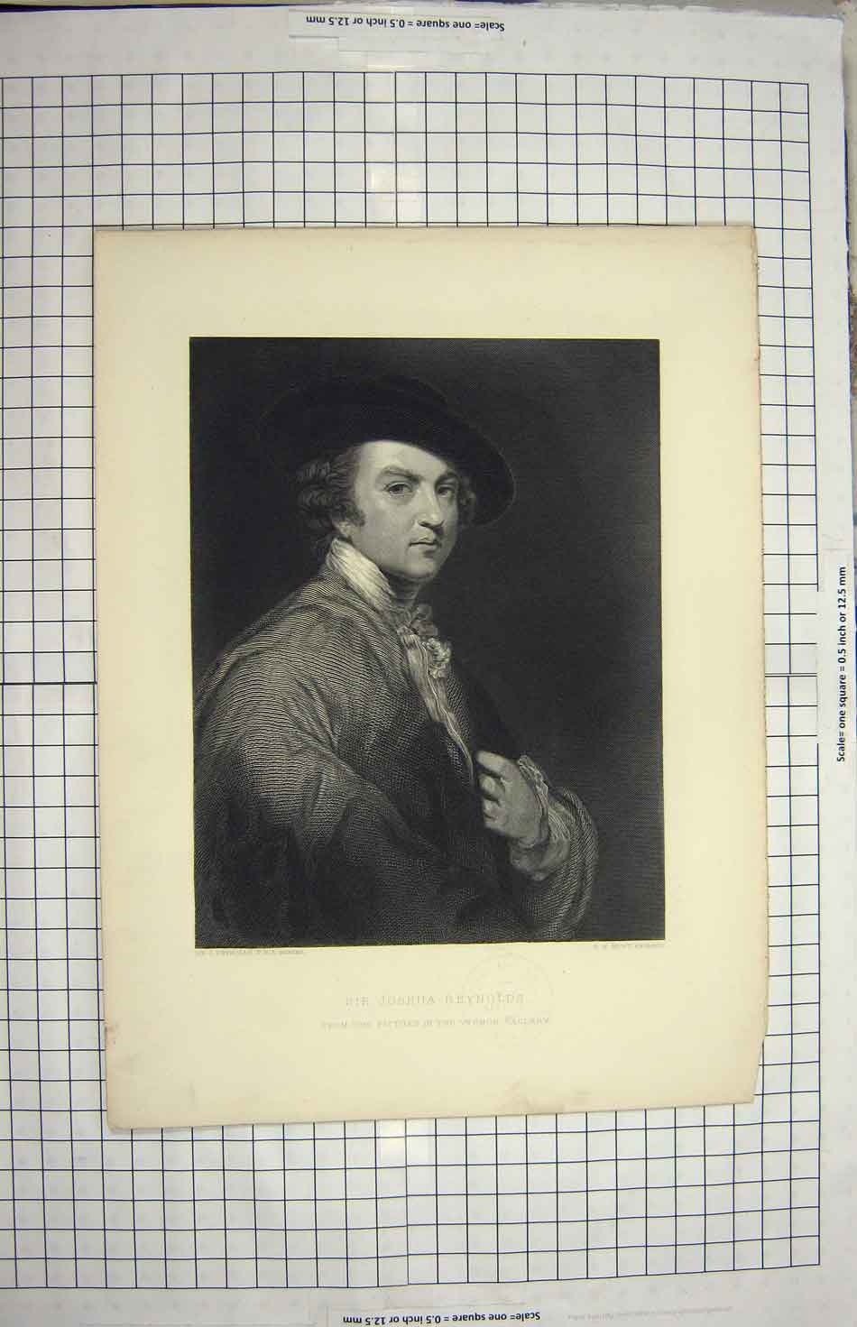 Original Old Antique Print Portrait Sit Joshua Reyns Hunt Engraving