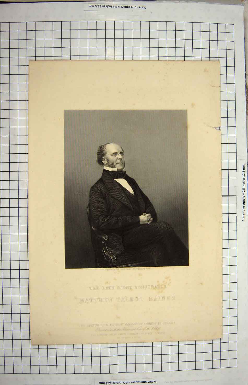 Original Old Antique Print Portrait Matthew Talbot Baines Pound Mayall