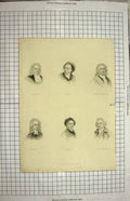 Original Old Antique Print Portrait Pope Hallet Robert Walpole Smeaton Hogarth