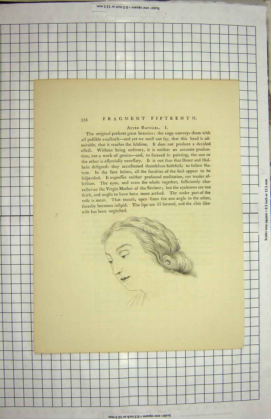 Original Old Antique Print Drawing Sketch Portrait Raphael