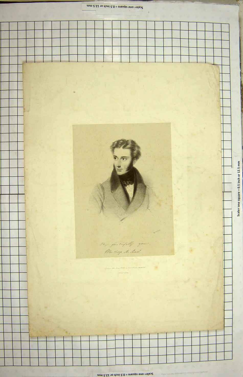 Original Old Antique Print 1857 Portrait Praed Engraving 19th Century