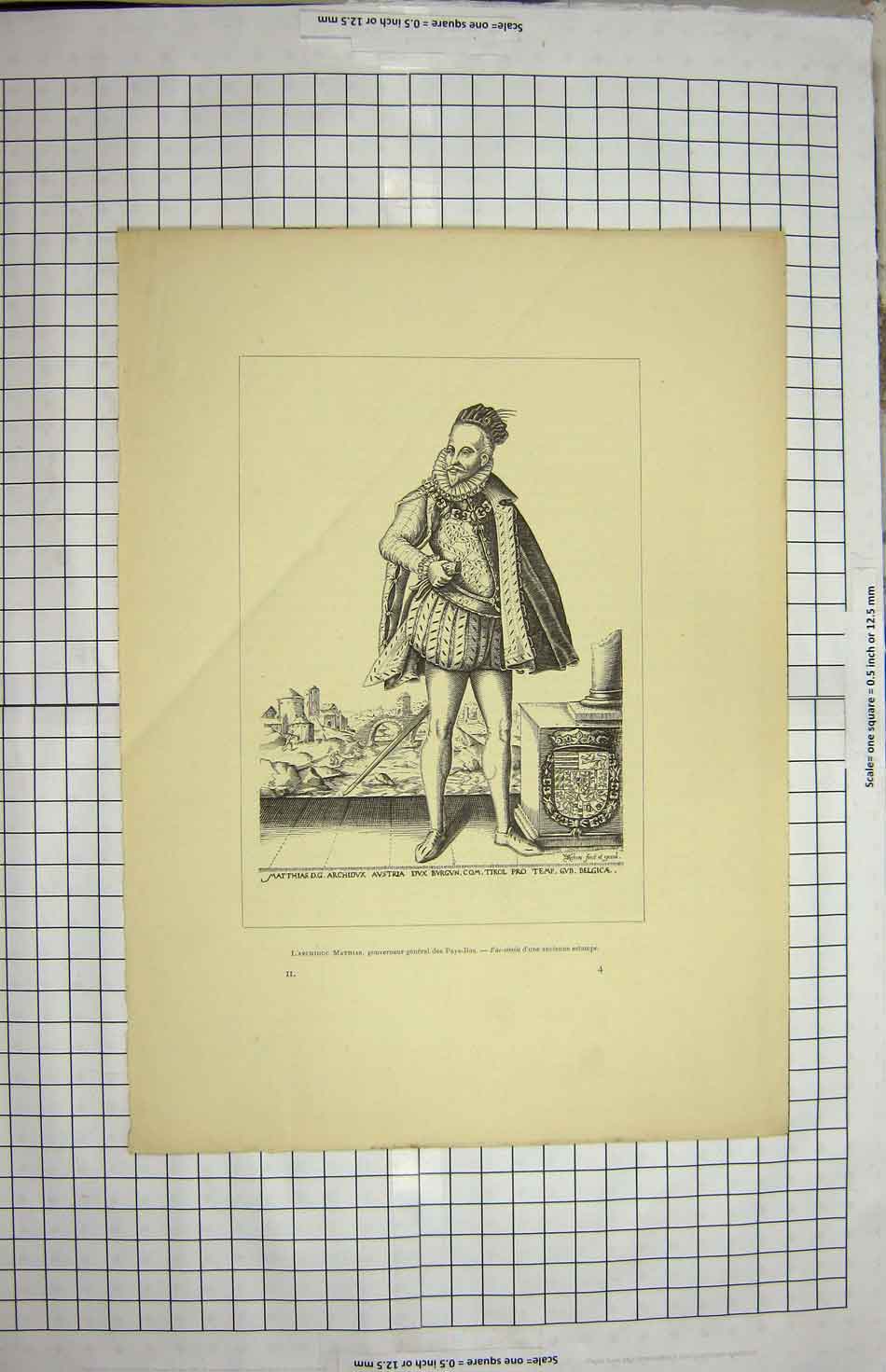 Original Old Antique Print Portrait Matthias Archidvx