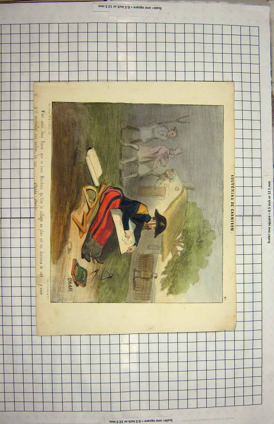 Original Old Antique Print Colour War Sier Sketching Drawing