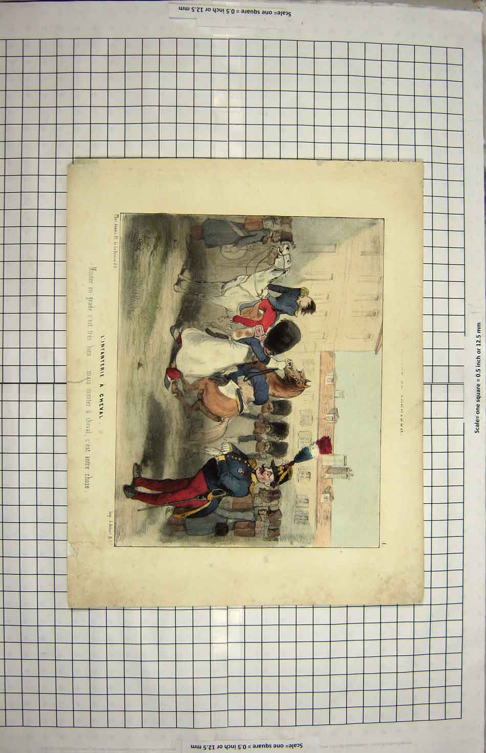Original Old Antique Print Colour War Siers Guards Horses