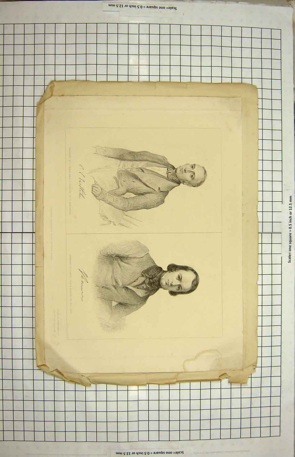 Original Old Antique Print Engraving Portrait Men Bridgeford Clint