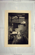 Original Old Antique Print Engraving Dunbar Fun Fight Family Home Children