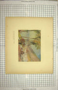 Original Old Antique Print Colour Post Road Vernon Mantes France