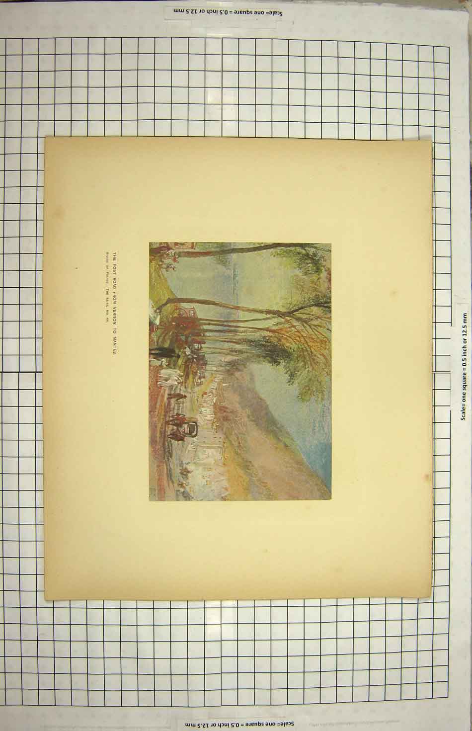 Original Old Antique Print Colour Post Road Vernon Mantes France