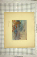 Original Old Antique Print Colour View Mantes France Rivr Seine