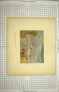 Original Old Antique Print View Rouen St. Sever River Seine France Colour