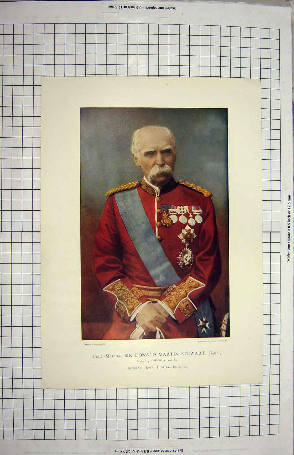 Original Old Antique Print Field Marshal Donald Martin Stewart Hospital Chelsea