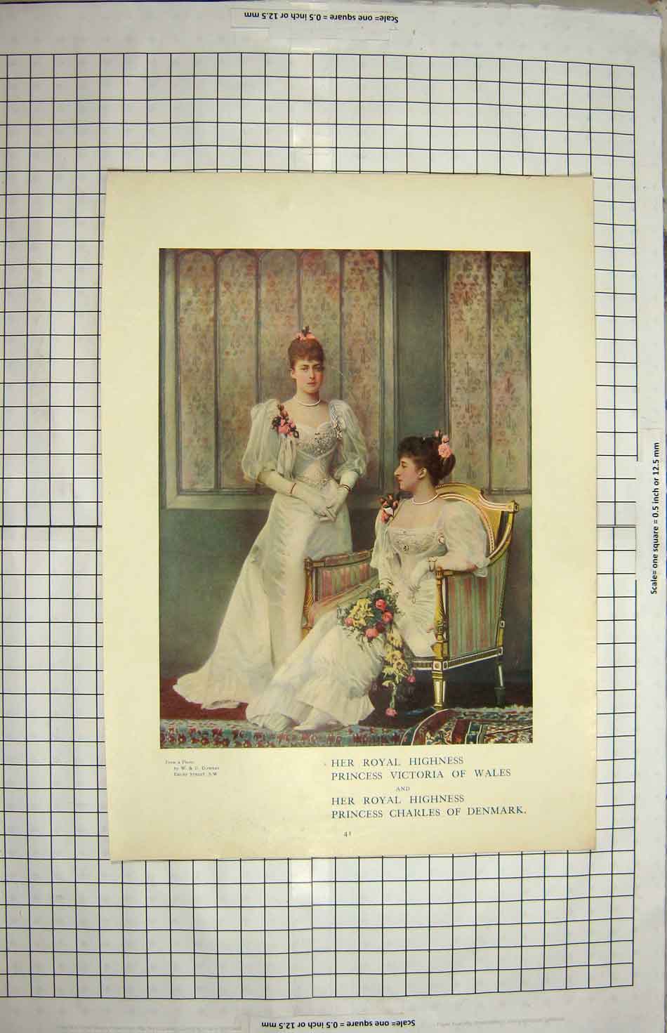 Original Old Antique Print Portrait Princess Victoria Wales Charles Denmark