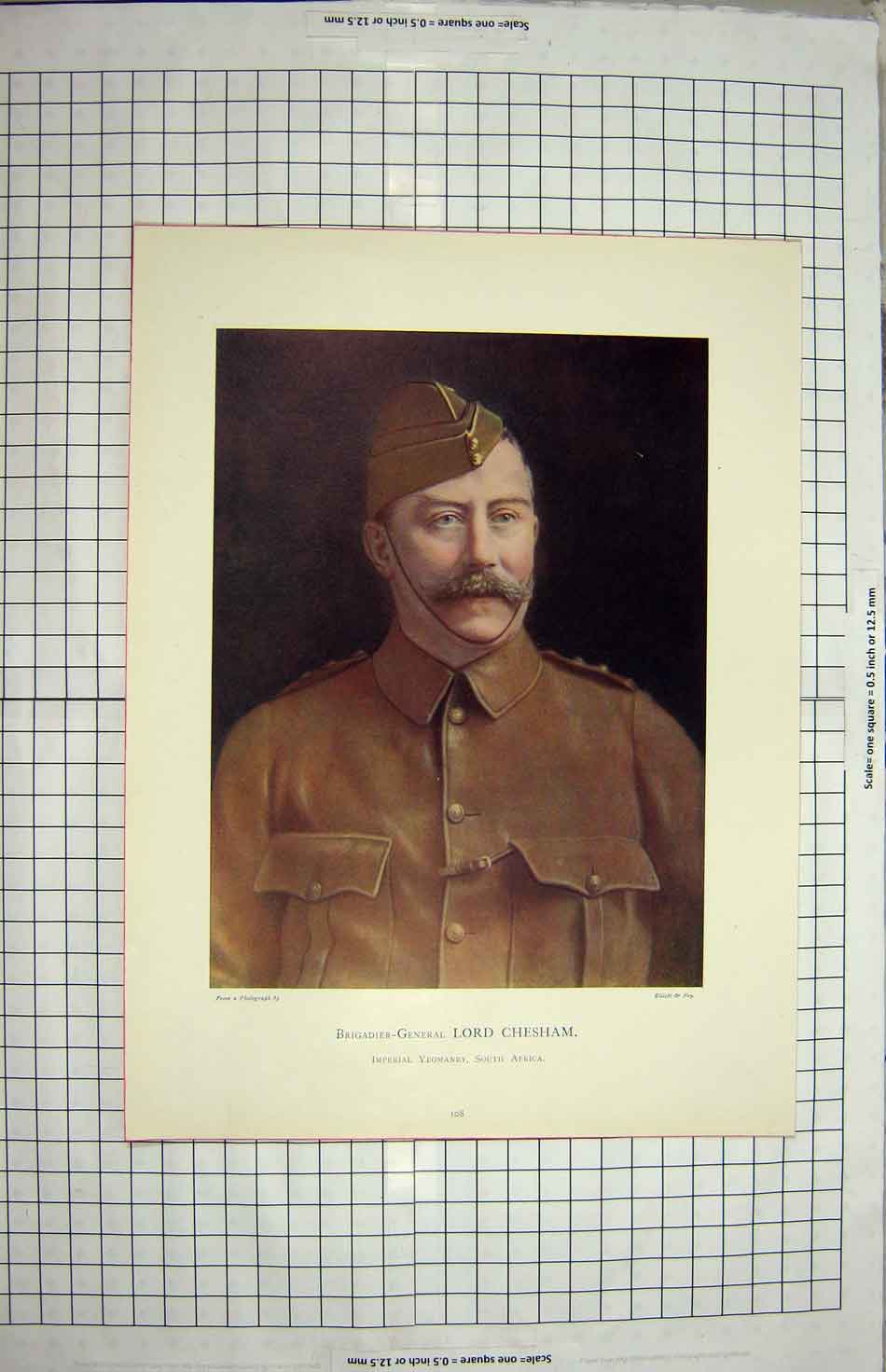 Old Antique Print Brigadier-General Lord Chesham Imperial Yeomanry Africa